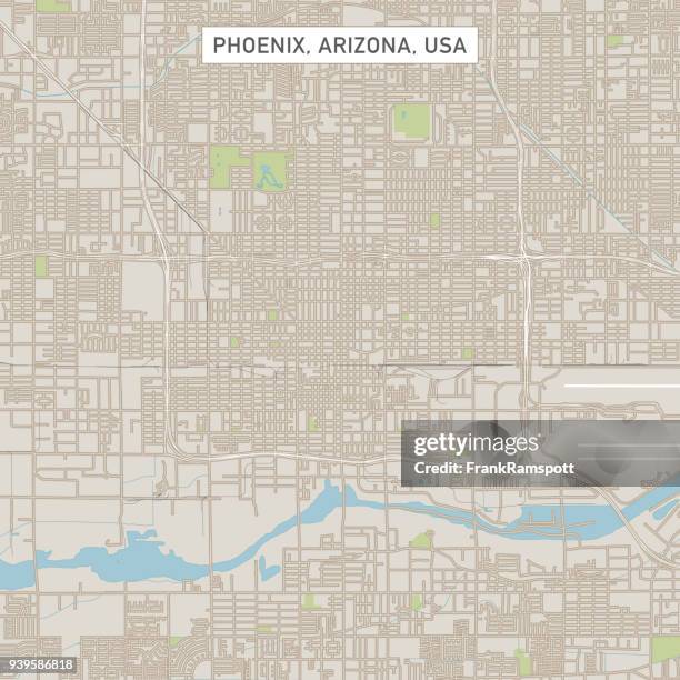 bildbanksillustrationer, clip art samt tecknat material och ikoner med phoenix arizona usa stad gata karta - southwest usa