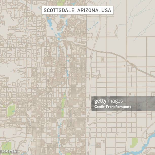 scottsdale arizona usa stadtstraße karte - scottsdale arizona stock-grafiken, -clipart, -cartoons und -symbole