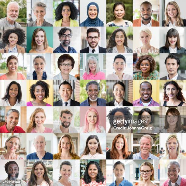 ritratti delle persone del mondo - diversità etnica - fotomontaggio foto e immagini stock