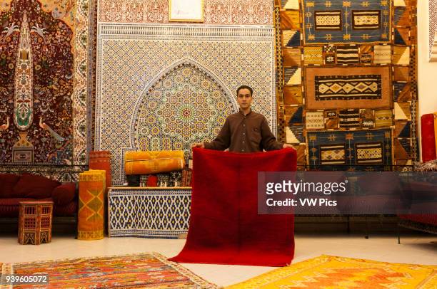 Palais Saadiens carpet shop, Medina Souk, Marrakech, Morocco.