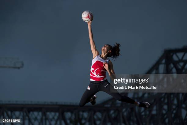 Beth Cobden poses during a Team England media opportunity ahead of the 2018 Gold Coast Commonwealth Games, at All Hallows School on March 29, 2018 in...