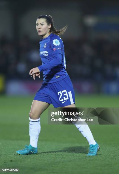 Ramona Bachmann of Chelsea in action during the UEFA Womens Champions League Quarter-Final: Second Leg match between Chelsea Ladies and Montpellier...