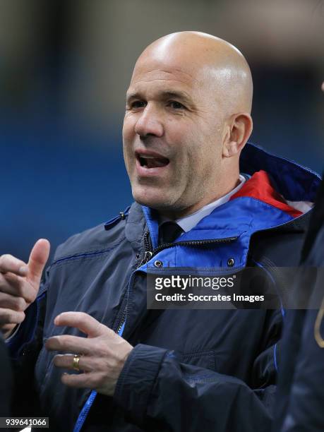 Coach Luigi Di Biagio of Italy during the International Friendly match between Italy v Argentina at the Etihad Stadium on March 23, 2018 in...