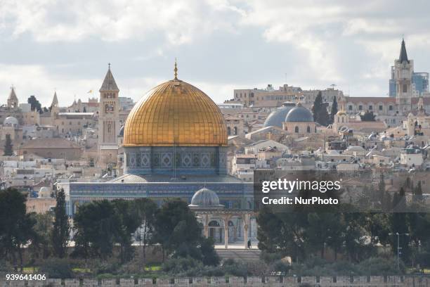 View of Jerusalem Old City with the Dome of the Rock in the first plan. On Wednesday, 14 March 2018, in Jerusalem, Israel.