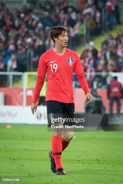 Hong Jeong-ho during the international friendly soccer match between Poland and South Korea national football teams, at the Silesian Stadium in...