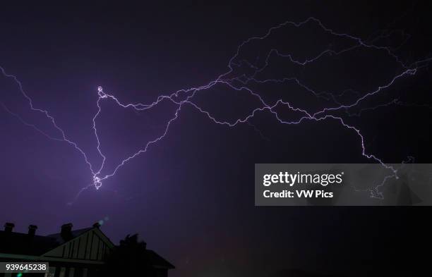 Stormy lightning. Treto, Cantabria, Spain, Europe.