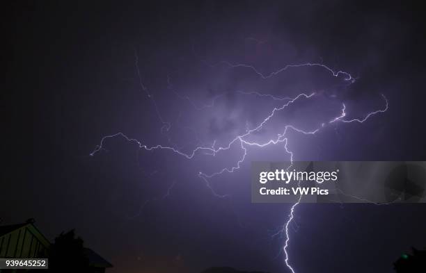 Stormy lightning. Treto, Cantabria, Spain, Europe.