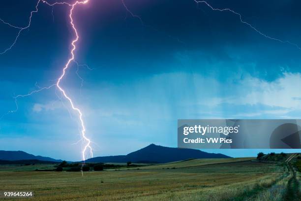 Stormy clouds and lightning. Tierra Estella county. Navarre, Spain, Europe.