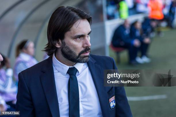 Reynald Pedros from France of Olympique de Lyon during UEFA Women's Champions League 2nd leg match fo quarters-finals between FC Barcelona v...