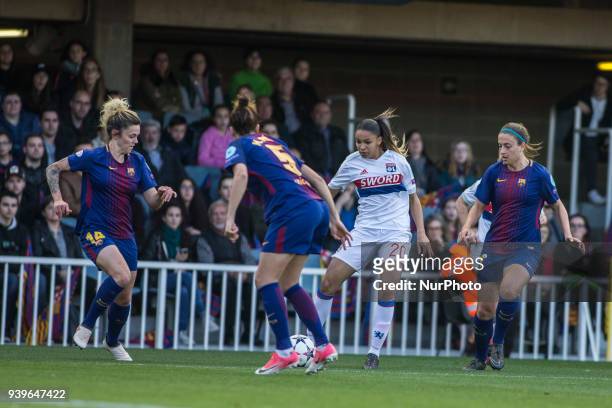Delphine Cascarino from France of Olympique de Lyon during UEFA Women's Champions League 2nd leg match fo quarters-finals between FC Barcelona v...