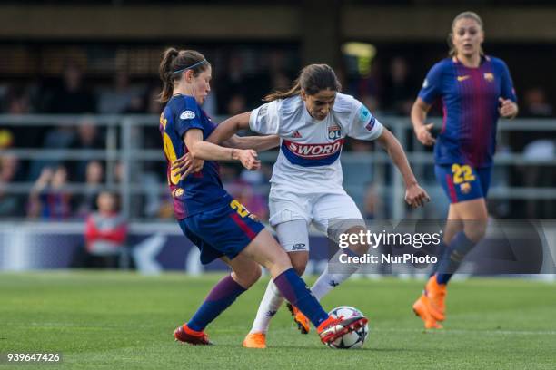 Amel Majri from France of Olympique de Lyon during UEFA Women's Champions League 2nd leg match fo quarters-finals between FC Barcelona v Olympique de...