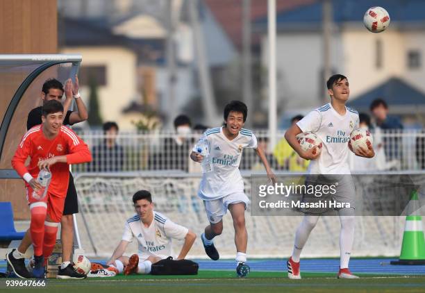 Takuhiro Nakai of Real Madrid Cadete B celebrates the victory after the U-15 Kirin Lemon Cup Final match between Real Madrid Cadete B and Shonan...