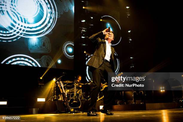 Italian singer and song-writer Gianni Morandi performing live at Mediolanum Forum Assago, Milan, Italy on 28 March 2018.