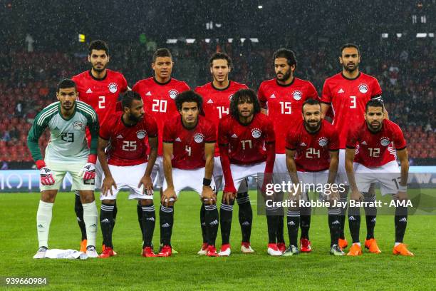 Egypt players pose for a team photo during the International Friendly match between Egypt and Greece at Stadion Letzigrund at Letzigrund on March 27,...