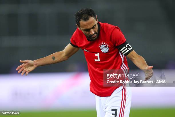 Ahmed Elmohamady of Egypt during the International Friendly match between Egypt and Greece at Stadion Letzigrund at Letzigrund on March 27, 2018 in...