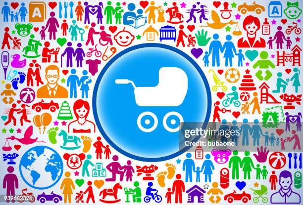 baby stroller family and parenthood vector icon pattern - model car stock illustrations