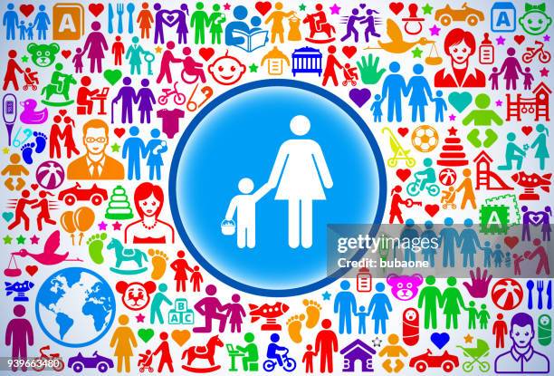 mother and child trick-or-treating family and parenthood vector icon pattern - model car stock illustrations