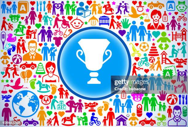 trophy family and parenthood vector icon pattern - good first impression stock illustrations
