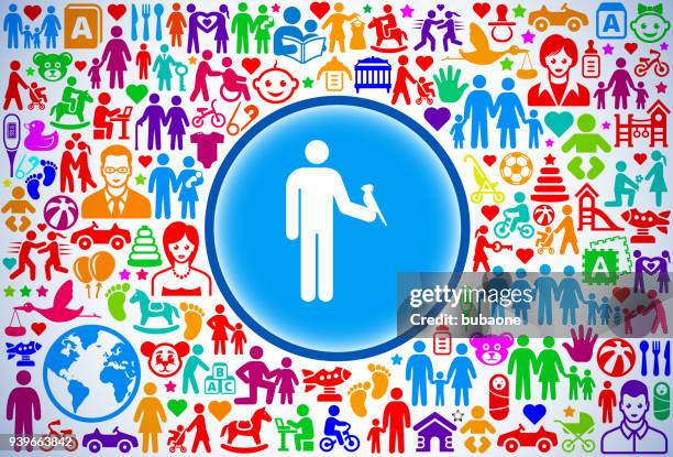 man & parrot family and parenthood vector icon pattern - model car stock illustrations