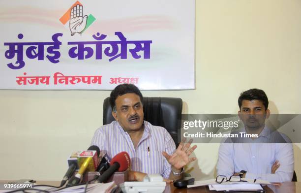 Mumbai Congress President Sanjay Nirupam addressing to media on Chai Ghotala, at MRCC, on March 28, 2018 in Mumbai, India. Sanjay Nirupam alleged...