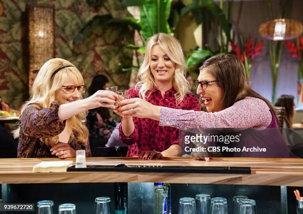 The Reclusive Potential" - Pictured: Bernadette , Penny and Amy Farrah Fowler . A brilliant but reclusive scientist, Doctor Wolcott , invites Sheldon...