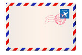 Envelope. International air mail with red and blue frame