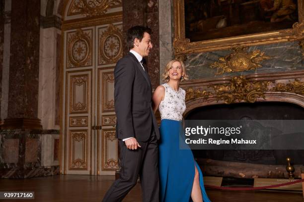 Driver Toto Wolff and his wife Susie Wolff are photographed for Paris Match on December 2017 in Versailles, France.