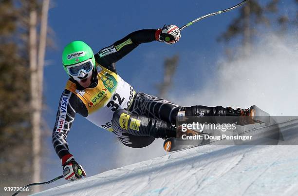 Ted Ligety of the USA skis the downhill portion of the event during the Men's FIS Alpine World Cup Super Combined on the Birds of Prey course on...