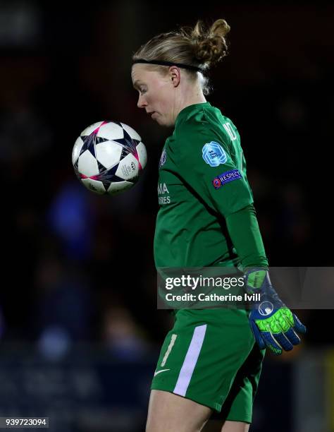 Hedvig Lindahl of Chelsea Ladies during the UEFA Womens Champions League Quarter-Final Second Leg between Chelsea Ladies and Montpellier at The...