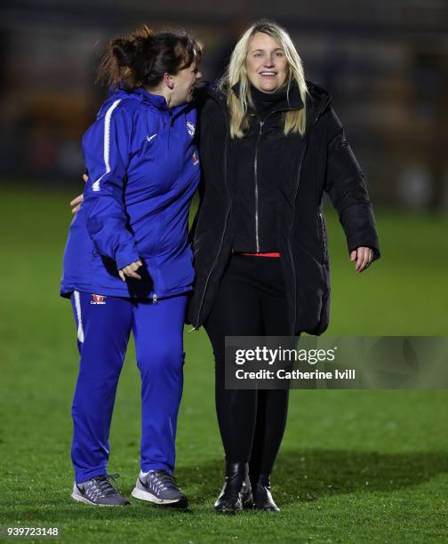 Emma Hayes manager / head coach of Chelsea Ladies during the UEFA Womens Champions League Quarter-Final Second Leg between Chelsea Ladies and...