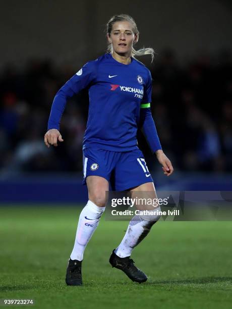 Katie Chapman of Chelsea Ladies during the UEFA Womens Champions League Quarter-Final Second Leg between Chelsea Ladies and Montpellier at The Cherry...