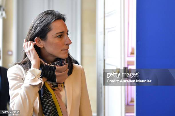 Junior Minister Brune Poirson arrives for a press conference on March 29, 2018 in Paris, France. Nicolas Hulot French Minister of Ecological and...