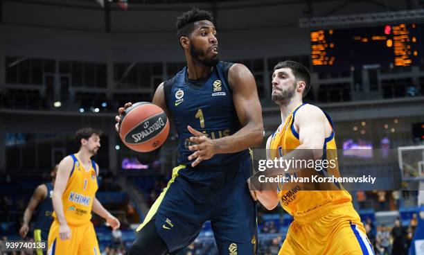 Jason Thompson, #1 of Fenerbahce Dogus Istanbul during the 2017/2018 Turkish Airlines EuroLeague Regular Season game between Khimki Moscow Region and...