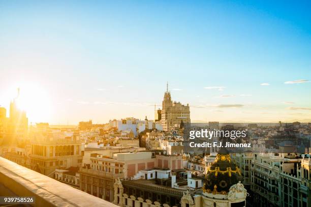 sunset in madrid - madrid stock pictures, royalty-free photos & images