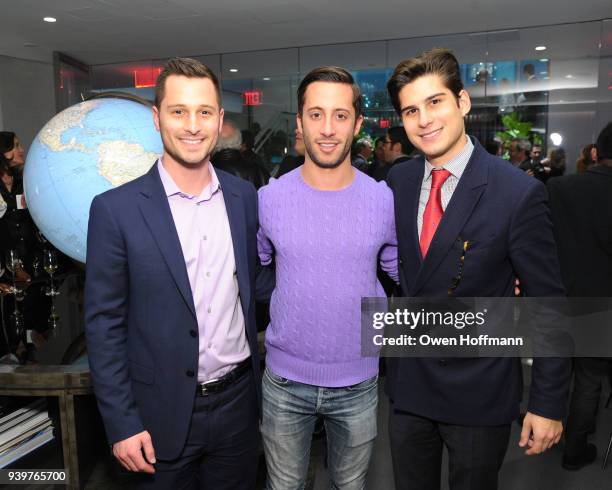David Schwartz, Aaron Rales and Ante Jaken at One Hundred East 53rd Street Amenities Premiere Party at 100 East 53rd Street on March 27, 2018 in New...