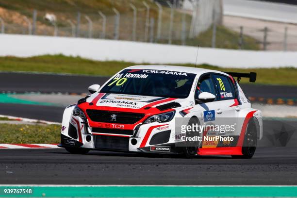 Mato Homola from Slovakia of DG Sport Competition with Peugeot 308TCR during the WTCR Official Tests in Circuit de Barcelona - Catalunya on 29 of...