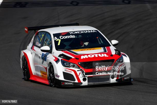 Aurelien Comte from France of DG Sport Competition with Peugeot 308TCR during the WTCR Official Tests in Circuit de Barcelona - Catalunya on 29 of...
