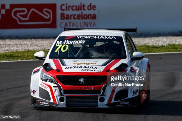 Mato Homola from Slovakia of DG Sport Competition with Peugeot 308TCR during the WTCR Official Tests in Circuit de Barcelona - Catalunya on 29 of...