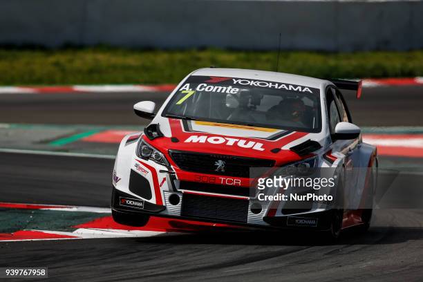 Aurelien Comte from France of DG Sport Competition with Peugeot 308TCR during the WTCR Official Tests in Circuit de Barcelona - Catalunya on 29 of...