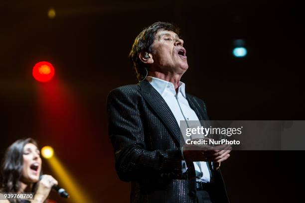 Italian singer Gianni Morandi performs live at Mediolanum Forum in Milan, Italy, on March 28 2018.