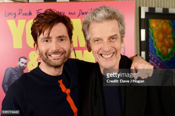 David Tennant and Peter Capaldi attend a special screening of "You, Me And Him" at Charlotte Street Hotel on March 29, 2018 in London, England.