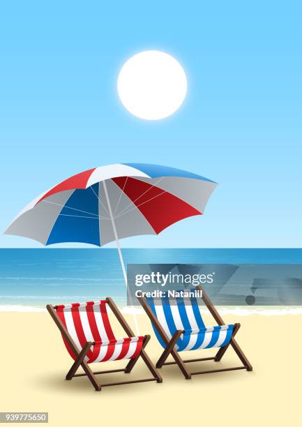 stockillustraties, clipart, cartoons en iconen met strand - beach umbrella