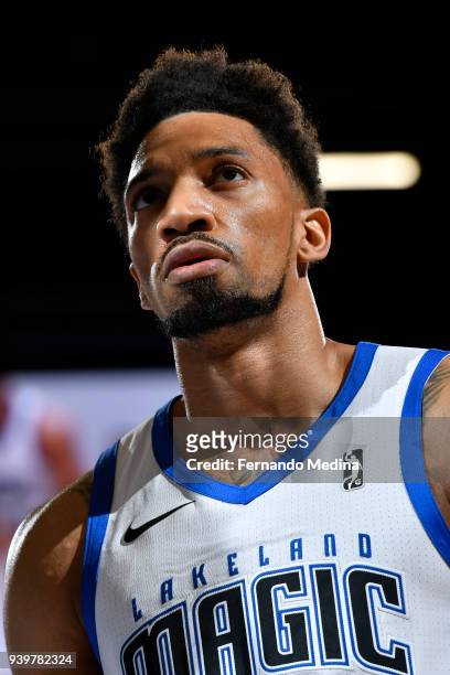 Khem Birch of Lakeland Magic looks on against the Delaware 87ers handles the ball against the Delaware 87ers on March 23, 2018 at RP Funding Center...