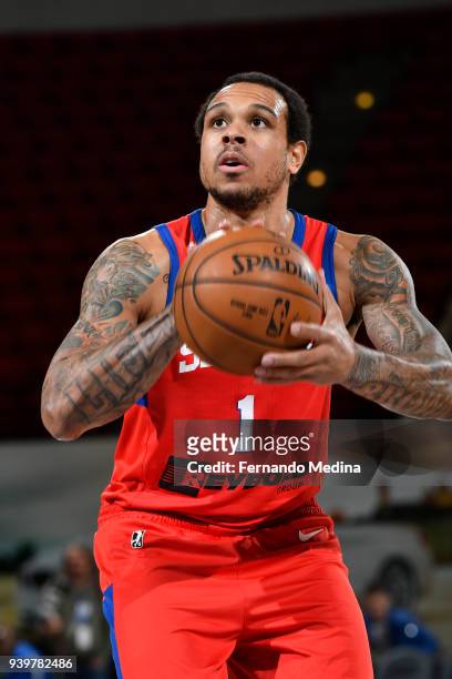 Shannon Brown of the Delaware 87ers shoots a free throw against the Lakeland Magic on March 23, 2018 at RP Funding Center in Lakeland, Florida. NOTE...
