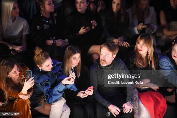 Gizem Sahinler and Yildiray Sahinler attend the Sudi Etuz show during Mercedes-Benz Istanbul Fashion Week on March 29, 2018 in Istanbul, Turkey.