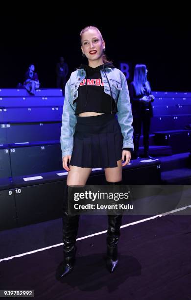 Serenay Sarikaya attends the Sudi Etuz show during Mercedes-Benz Istanbul Fashion Week on March 29, 2018 in Istanbul, Turkey.