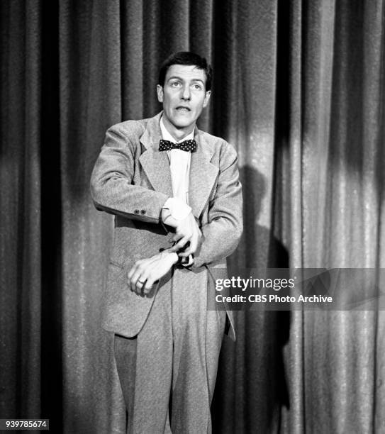 Production of an unsold television pilot featuring Dick Van Dyke. This test is four years before his signature hit TV sitcom program. Pictured is...
