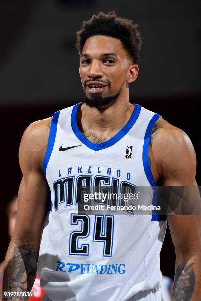 Khem Birch of Lakeland Magic looks on during the game against the Delaware 87ers on March 23, 2018 at RP Funding Center in Lakeland, Florida. NOTE TO...