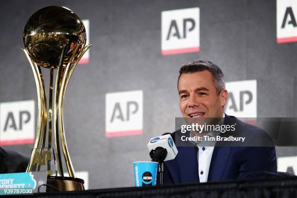 Head coach Tony Bennett of the Virginia Cavaliers speaks with the media during a press conference after being announced as the Associated Press Mens...