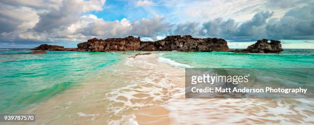 mudjin harbor beach tombolo panoramic - caribbean dream stock pictures, royalty-free photos & images